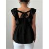 image:imageMakeMeChic Womens Ruffle Cap Sleeve Tie Back Blouse Square Neck Peplum Summer Shirt TopsBlack