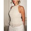 image:imageMakeMeChic Womens Sleeveless Halter Tops Ruffle Summer Boho Crop BlouseApricot