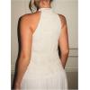 image:imageMakeMeChic Womens Sleeveless Halter Tops Ruffle Summer Boho Crop BlouseApricot