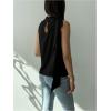 image:imageMakeMeChic Womens Sleeveless Mock Neck Ruched Blouse Tank Tops Summer ShirtBlack