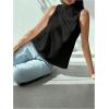 image:imageMakeMeChic Womens Sleeveless Mock Neck Ruched Blouse Tank Tops Summer ShirtBlack