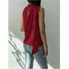 image:imageMakeMeChic Womens Sleeveless Mock Neck Ruched Blouse Tank Tops Summer ShirtBurgundy