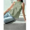image:imageMakeMeChic Womens Sleeveless Mock Neck Ruched Blouse Tank Tops Summer ShirtGreen