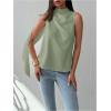image:imageMakeMeChic Womens Sleeveless Mock Neck Ruched Blouse Tank Tops Summer ShirtGreen