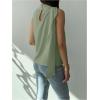 image:imageMakeMeChic Womens Sleeveless Mock Neck Ruched Blouse Tank Tops Summer ShirtGreen
