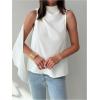image:imageMakeMeChic Womens Sleeveless Mock Neck Ruched Blouse Tank Tops Summer ShirtWhite