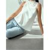 image:imageMakeMeChic Womens Sleeveless Mock Neck Ruched Blouse Tank Tops Summer ShirtWhite