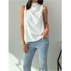 image:imageMakeMeChic Womens Sleeveless Mock Neck Ruched Blouse Tank Tops Summer ShirtWhite