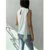 image:imageMakeMeChic Womens Sleeveless Mock Neck Ruched Blouse Tank Tops Summer ShirtWhite
