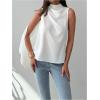 image:imageMakeMeChic Womens Sleeveless Mock Neck Ruched Blouse Tank Tops Summer ShirtWhite
