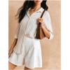 image:imageMakeMeChic Womens Striped Button Down Shirt 34 Sleeve Collared Work Office Blouse TopsMulticolor