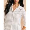 image:imageMakeMeChic Womens Striped Button Down Shirt 34 Sleeve Collared Work Office Blouse TopsMulticolor