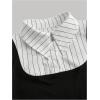 image:imageMakeMeChic Womens Striped Button Front Blouse Long Sleeve Work Crop Tops with TieBlack