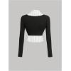 image:imageMakeMeChic Womens Striped Button Front Blouse Long Sleeve Work Crop Tops with TieBlack