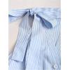 image:imageMakeMeChic Womens Striped Halter Tops Button Down Shirt Tie Ruched Sleeveless Dressy BlouseBlue