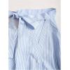 image:imageMakeMeChic Womens Striped Halter Tops Button Down Shirt Tie Ruched Sleeveless Dressy BlouseBlue