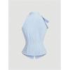 image:imageMakeMeChic Womens Striped Halter Tops Button Down Shirt Tie Ruched Sleeveless Dressy BlouseBlue