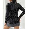 image:imageMakeMeChic Womens Striped Lace Trim Collar V Neck Button Down Shirt Blouse TopsBlack