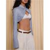 image:imageMakeMeChic Womens Striped Long Sleeve Blouse Button Front Collared Y2K Crop TopsBlue