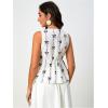 image:imageMakeMeChic Womens Summer Floral Boho Tops V Neck Tie Front Blouse Sleeveless Ruffle Hem ShirtBeige