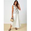 image:imageMakeMeChic Womens Summer Floral Boho Tops V Neck Tie Front Blouse Sleeveless Ruffle Hem ShirtBeige