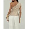 image:imageMakeMeChic Womens Summer One Shoulder Tops Cap Sleeve Ruched Elegant Work Shirt BlouseChampagne