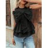 image:imageMakeMeChic Womens Summer Tank Tops Bow Ruffle Tiered Blouse Crew Neck Sleeveless ShirtBlack