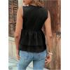 image:imageMakeMeChic Womens Summer Tank Tops Bow Ruffle Tiered Blouse Crew Neck Sleeveless ShirtBlack