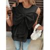 image:imageMakeMeChic Womens Summer Tank Tops Bow Ruffle Tiered Blouse Crew Neck Sleeveless ShirtBlack