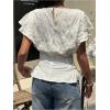 image:imageMakeMeChic Womens Summer Tops 2025 Crew Neck Cap Sleeve Blouse Keyhole Back Dressy ShirtApricot
