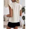 image:imageMakeMeChic Womens Summer Tops Flutter Sleeve Button Down Shirt Mock Neck Elegant BlouseApricot