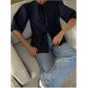 image:imageMakeMeChic Womens Tie Front Lantern Short Sleeve Tops Crew Neck Ruffle Blouse ShirtsBlack