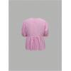 image:imageMakeMeChic Womens Tie Front Lantern Short Sleeve Tops Crew Neck Ruffle Blouse ShirtsPalid Pink