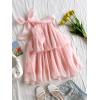 image:imageMakeMeChic Womens Tie Neck Halter Tops Tiered Ruffle Sleeveless Blouse Shirt TopPink