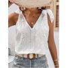 image:imageMakeMeChic Womens Tie Shoulder Blouse Sleeveless Eyelet Embroidery V Neck Boho Casual Summer ShirtWhite