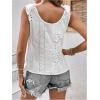 image:imageMakeMeChic Womens Tie Shoulder Blouse Sleeveless Eyelet Embroidery V Neck Boho Casual Summer ShirtWhite