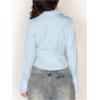 image:imageMakeMeChic Womens V Neck Button Down Shirt Long Sleeve Collared Dressy Blouse TopsBlue