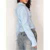 image:imageMakeMeChic Womens V Neck Button Down Shirt Long Sleeve Collared Dressy Blouse TopsBlue