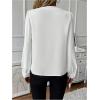 image:imageMakeMeChic Womens V Neck Puff Sleeve Ruffle Trim Button Front Blouse Shirt TopsWhite