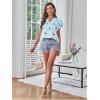 image:imageMakeMeChic Womens Valentines Cherry Print Pleated Blouse Notch V Neck Cap Sleeve Summer Shirt TopsBlue
