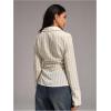 image:imageMakeMeChic Womens Y2K Striped Button Down Shirt Bell Sleeve Collared Blouse TopsMulticolor
