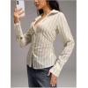 image:imageMakeMeChic Womens Y2K Striped Button Down Shirt Bell Sleeve Collared Blouse TopsMulticolor