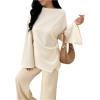 image:imageMakeMeChic Womens Bell Sleeve Blouse Top Asymmetrical Ruched Work Office Dressy Shirt TopApricot