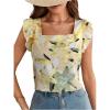 image:imageMakeMeChic Womens Blouses Floral Ruffle Cap Sleeve Square Neck Summer Shirt TopsMulticolor
