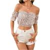 image:imageMakeMeChic Womens Ditsy Floral Blouse Off The Shoulder Short Sleeve Summer Boho Crop TopsMulticolor