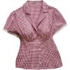 image:imageMakeMeChic Womens Gingham Tops Puff Sleeve Button Blouses Summer Collared Tee Shirt Y2K Babydoll TopRed