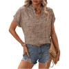 image:imageMakeMeChic Womens Graphic Print Notched Blouse Short Sleeve Summer Blouses TopsApricot