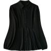 image:imageMakeMeChic Womens Peplum Pirate Button Down Blouses Long Sleeve Pleated Ruffle Casual Dressy Blouse TopsBlack