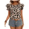 image:imageMakeMeChic Womens Polka Dots Blouse Top Ruffle Tiered Cap Sleeve Crew Neck Summer ShirtMulticolor