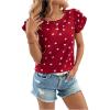 image:imageMakeMeChic Womens Polka Dots Blouse Top Ruffle Tiered Cap Sleeve Crew Neck Summer ShirtRed